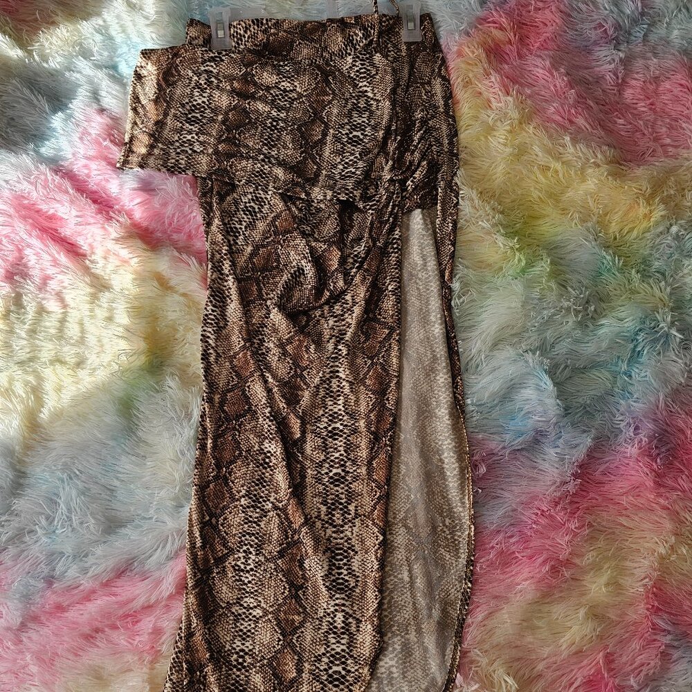 Matching snake skin shirt and crop top set